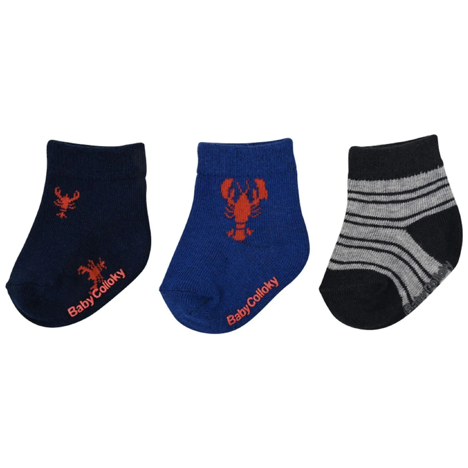 Medias Bebe Color Azul Algodón Diseño Langosta