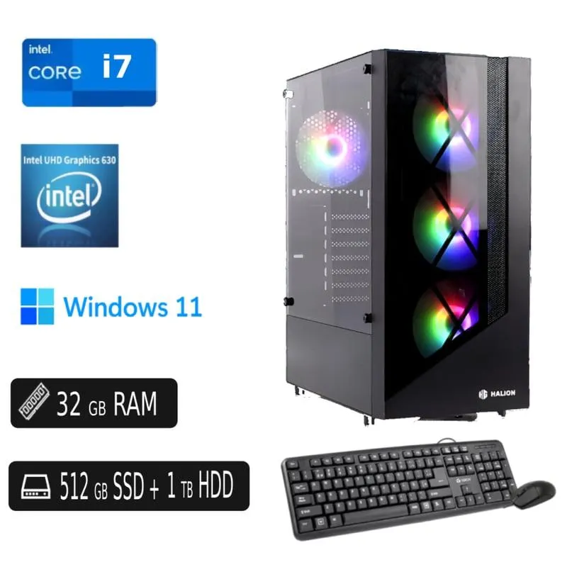 PC Completa Intel Core i7 32GB Ram DDR4 512GB SSD 2TB HDD Bluetooth