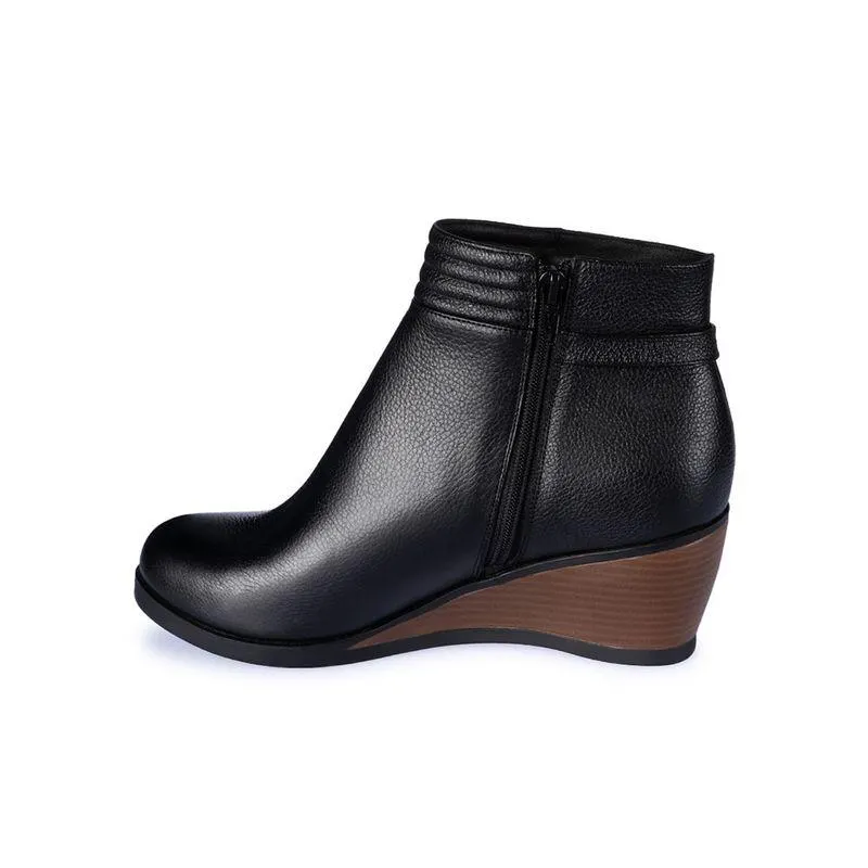 Botin Derby Casual Mujer Cuero Viale Negro