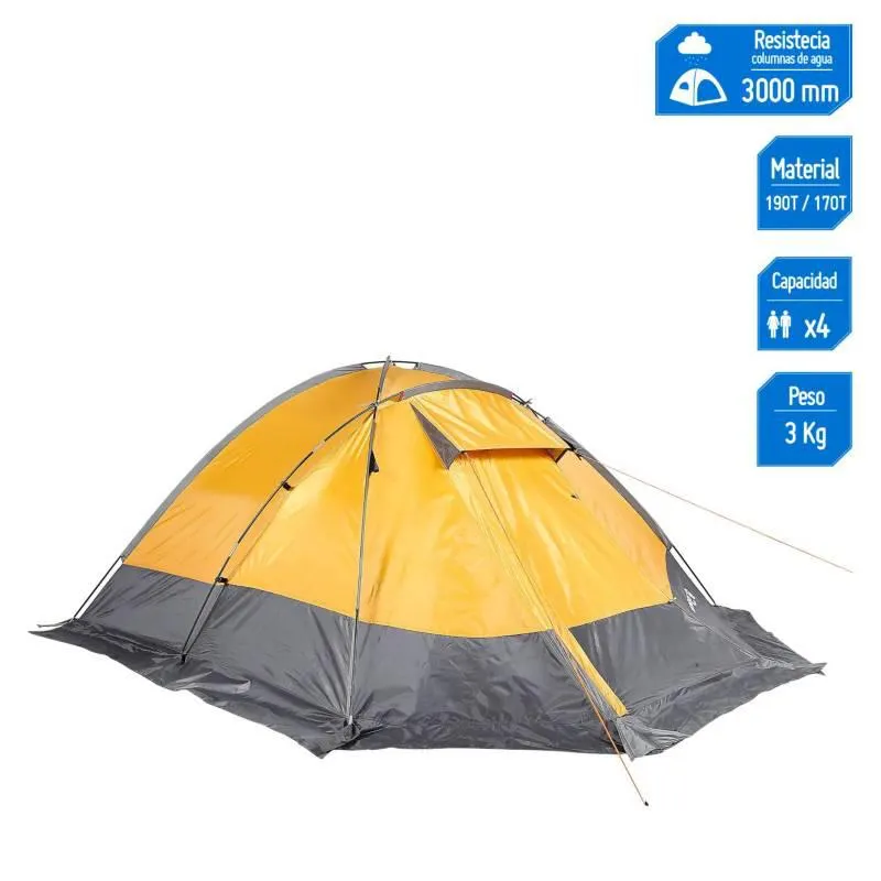 Carpa 4 Personas Alta Montaña Klimber Rupanco Amarillo/Plomo