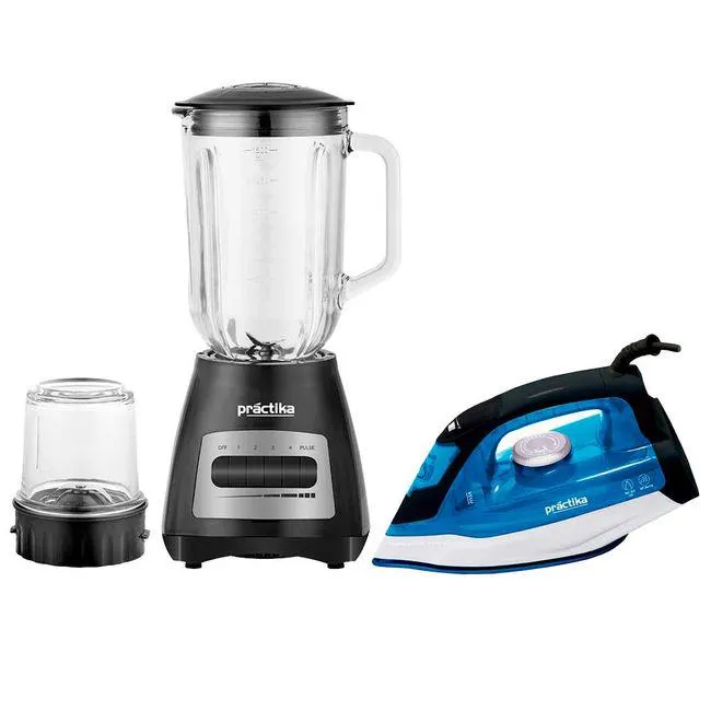 Combo PRACTIKA Licuadora 1.5L IC BLW-450 + Plancha a Vapor ERIS II