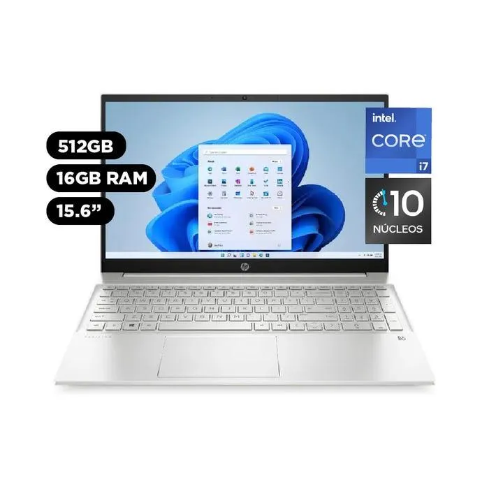 Laptop HP Pavilion 15.6" Windows 11 Intel Core i7 12a Gen 10 Núcleos 16GB 512GB 15-EG2507LA