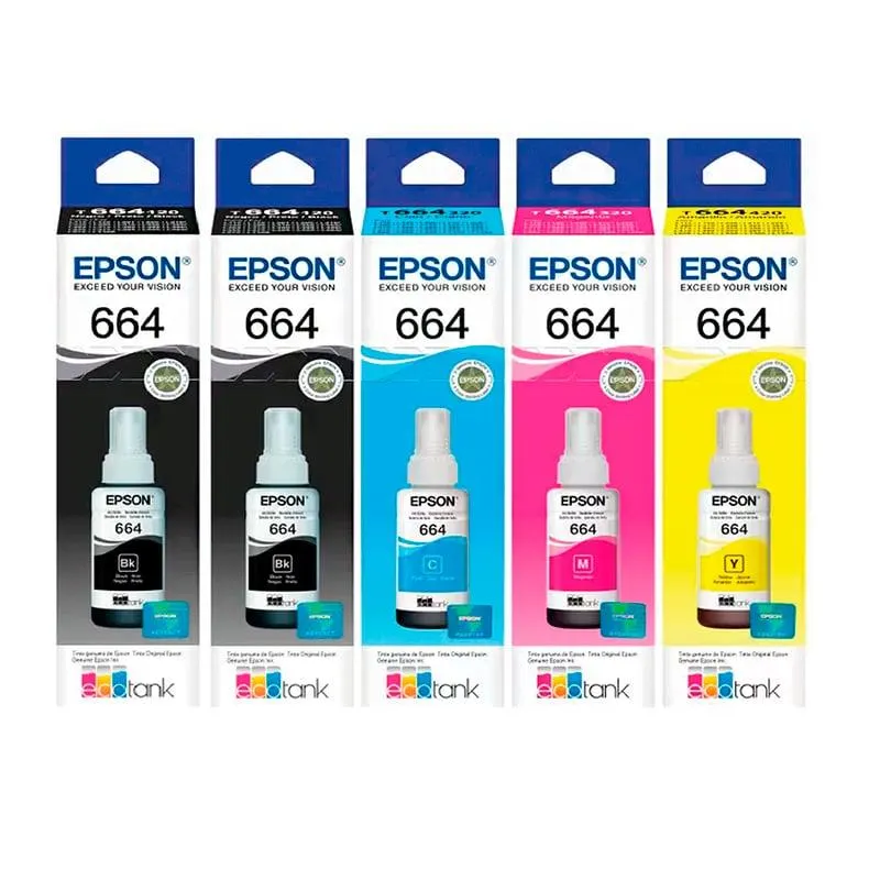 SUPER KIT DE 5 TINTAS EPSON 664
