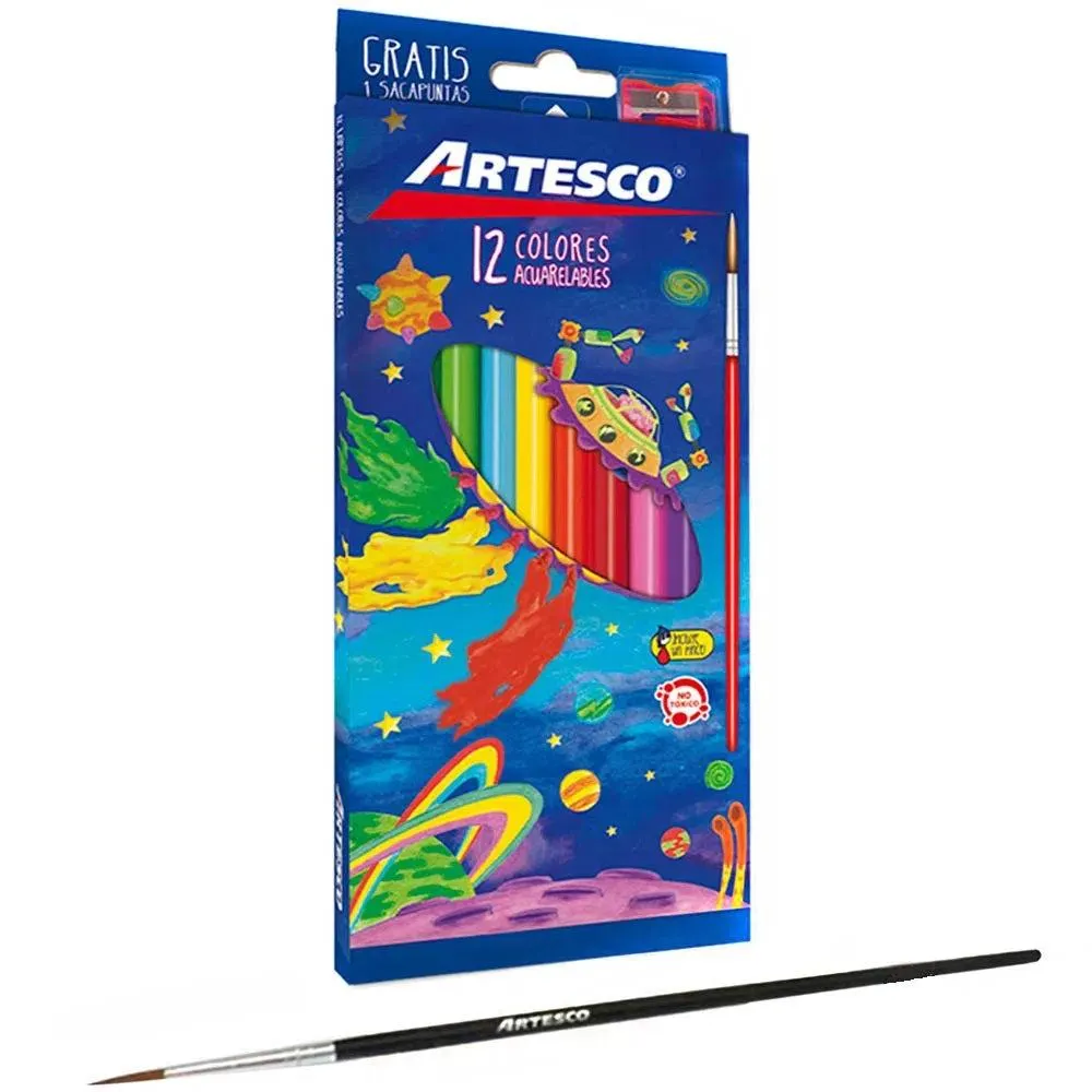 Colores Artesco Delgados Triangular Acuarelables x12