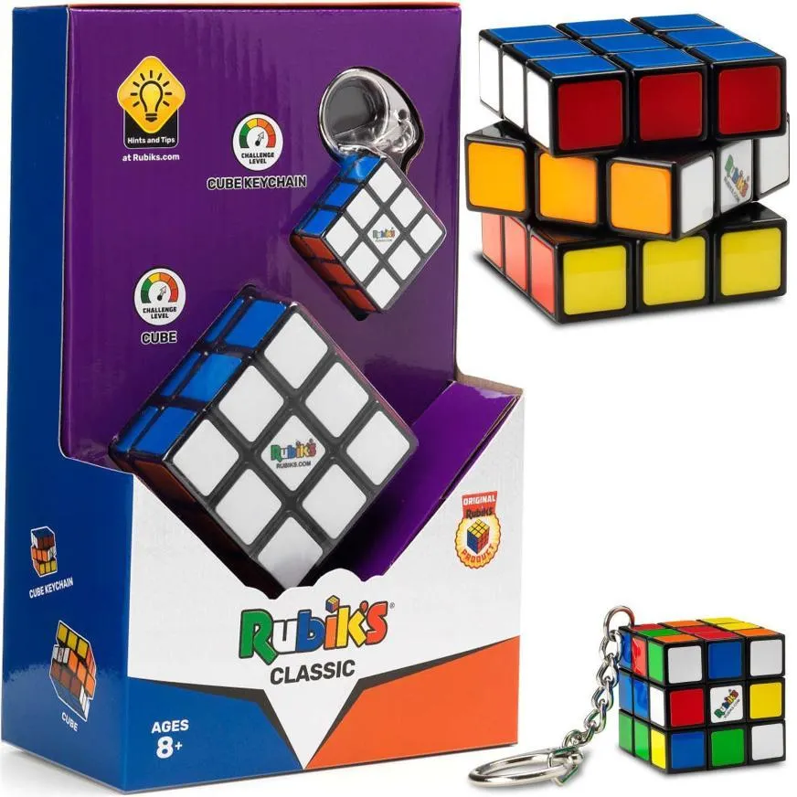 Rubik'S Cubo Magico Clasico + Llavero Mini Cubo Magico
