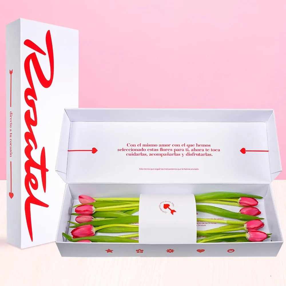 Caja Rosatel con 9 Tulipanes
