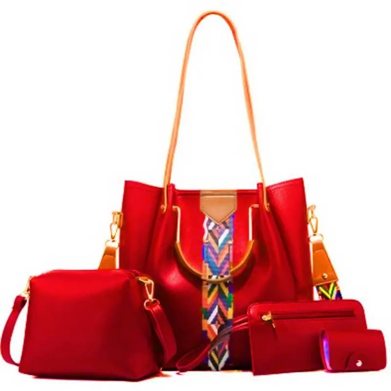 Cartera Bolso Billetera 4 en 1 Cuero Pu Alta Calidad