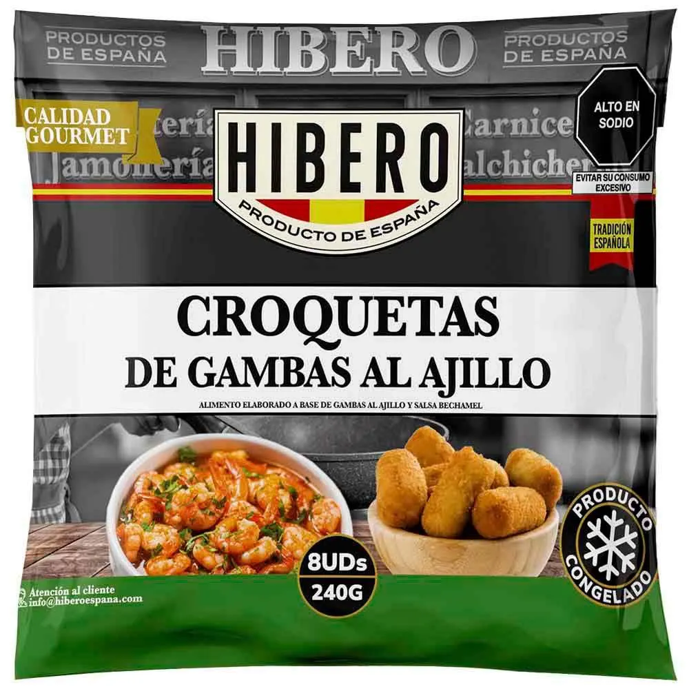 Croquetas Langostino Ajillo HIBERO 240g Bolsa 8un
