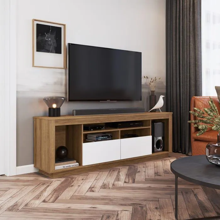 Mesa de TV Delmarco Parma 2 Puertas 180CM Miel y Blanco