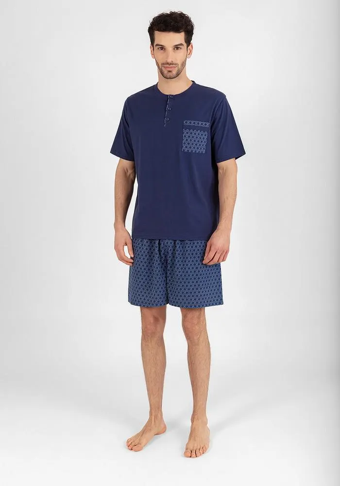 PIJAMA SHORT HOMBRE ALGODÓN AZUL - 77.744