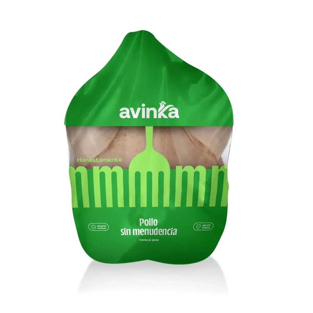 Pollo entero sin menudencia Avinka Bolsa 1.2 a 1.33 kg