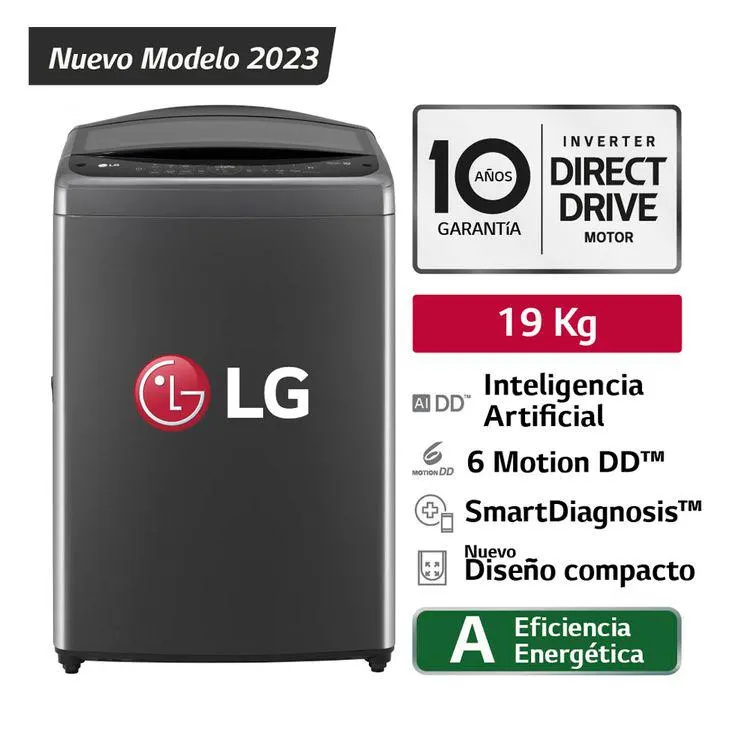 Lavadora Carga Superior LG WT19BV6 19kg AI DD Negro Claro