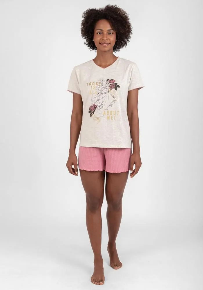 PIJAMA SHORT DISNEY MUJER ALGODÓN ROSADO - D7048