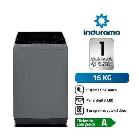 Lavadora Indurama LRI-16DGR One Touch 16kg Gris Oscuro