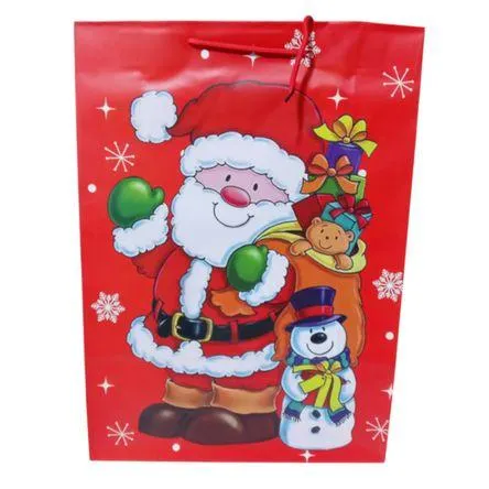 Bolsa De Regalo Navidad Papanoel Muñeco de Nieve 44x32cm 1u