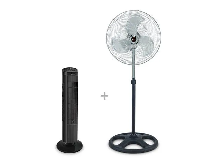Ventilador Pedestal Miray 3 en 1 de 18" VMP-821 + Ventilador Torre Miray 30" VMTT-833