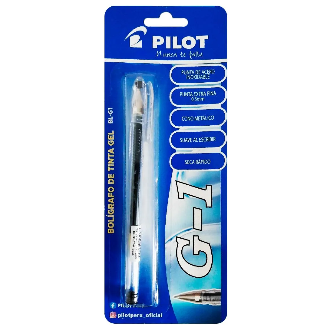Bolígrafo Pilot Tinta Gel G1 Punta Extra Fina 0.5mm Blister Negro