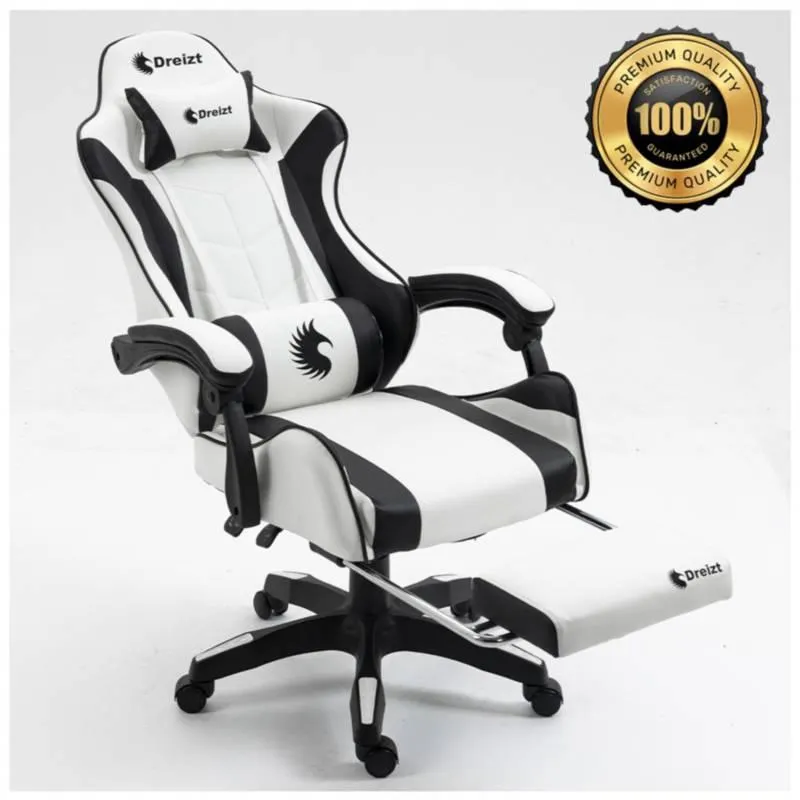 Silla Gamer Ergonómica Dreizt Shine Series Blanco Posapies Reclinable