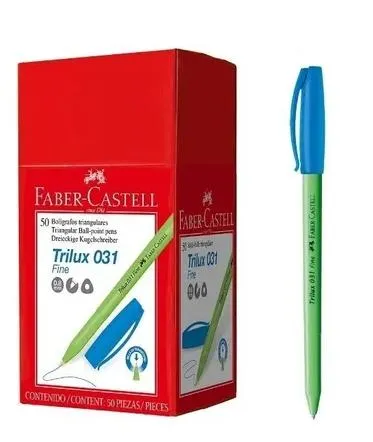 Bolígrafo Faber Trilux Tinta Seca (031) Punta Fina 0.8mm Color Azul x Unidad
