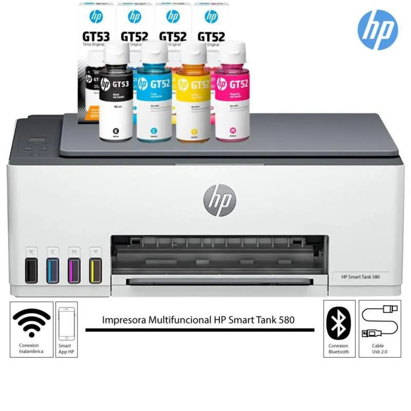 Impresora Todo-en-Uno HP Smart Tank 580 Multifuncional Inalambrico