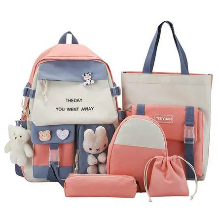 Mochila kawaii coreano set de 5 Piezas bolsos escolares