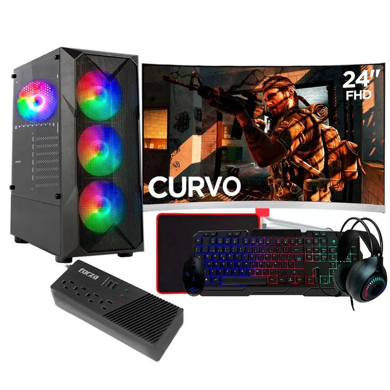 Computadora PC GAMER RYZEN 7 5700G 32GB 1TB Monitor CURVO 24" Full HD