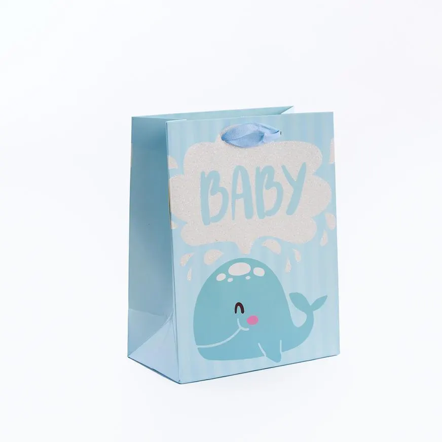 Bolsa Regalo Especial Extra Grande Baby Sky Blue Glitter