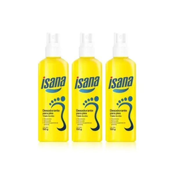 PACK x 3 Desodorante para Pies ISANA Spray 150ml