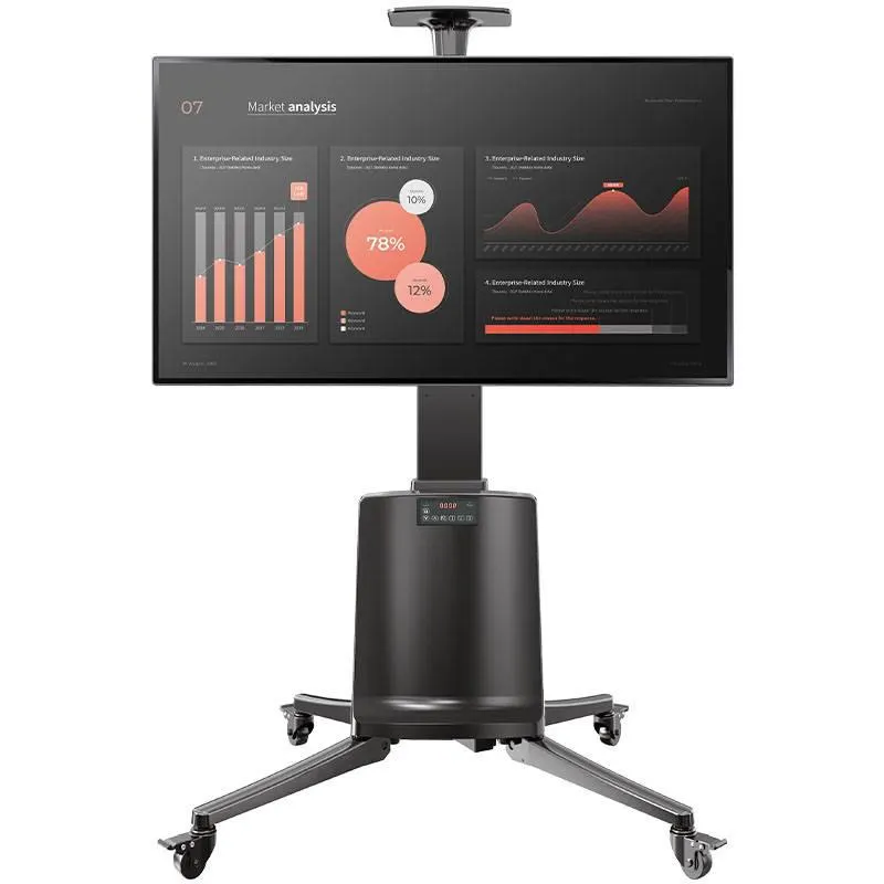 Rack De Pedestal Rodante Altura Ajustable Motorizado Para TV 55 a 85