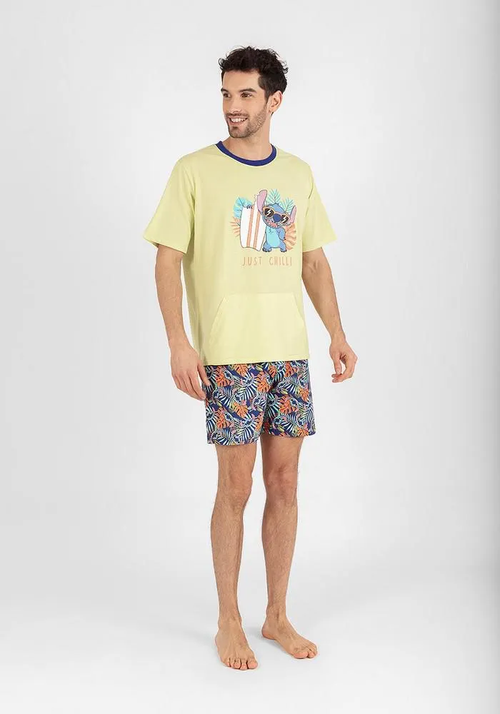 PIJAMA SHORT DISNEY HOMBRE ALGODÓN VERDE - D7746