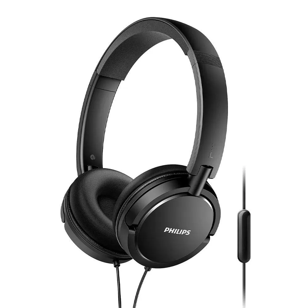 Audífonos on ear con micrófono Philips SHL5005 almohadillas acolchadas, conector 3.5 mm, control de música y llamadas, negro