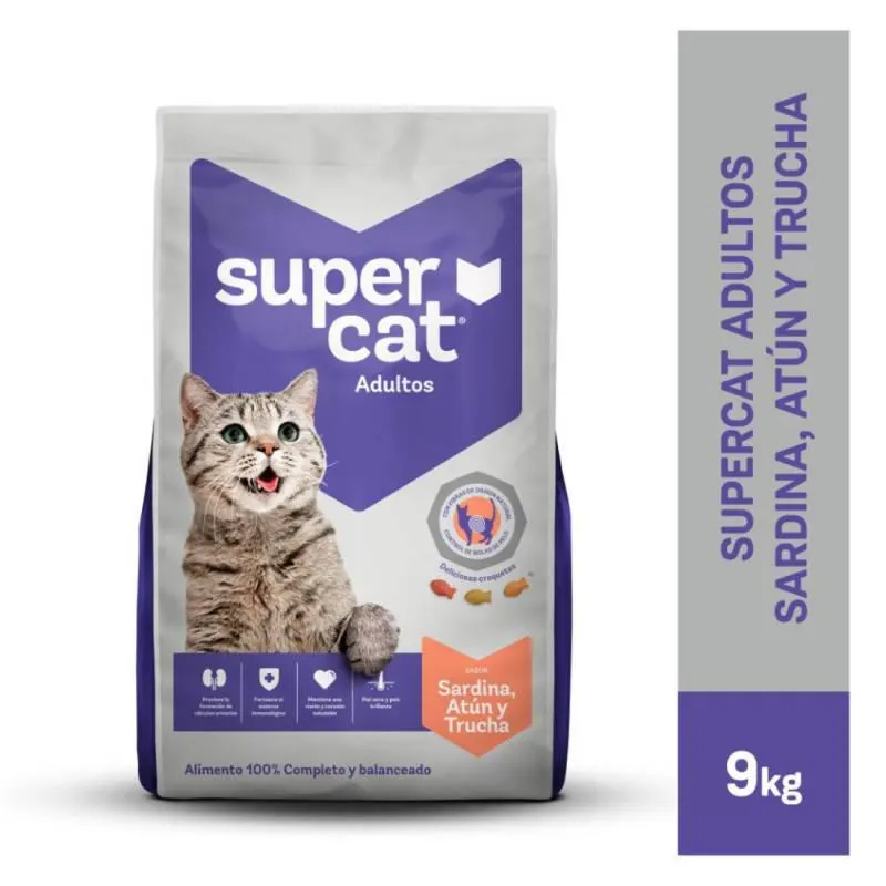 Supercat Adultos Sardina Atún y Trucha 9 kg