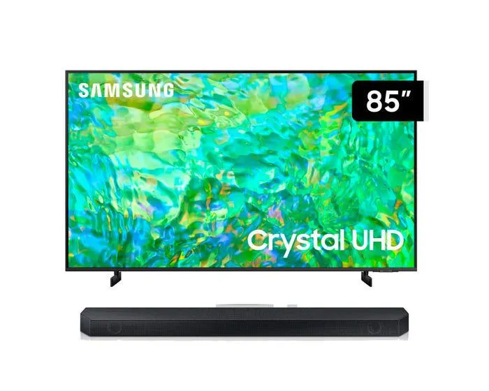 Televisor Samsung Smart TV 85" Crystal UHD 4K UN85CU8000GXPE (Nuevo) + Soundbar Samsung Bluetooth 3.1.2 CH HW-Q600C/PE