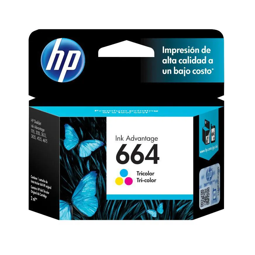 Tinta Hp 664 F6V28Al Tricolor