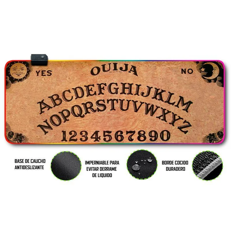 Mouse pad gamer antideslizante con luz rgb de 80x30 OUIJA