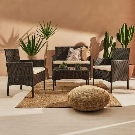 Set de terraza Larisa 1 sofá + 2 butacas + mesa Orange