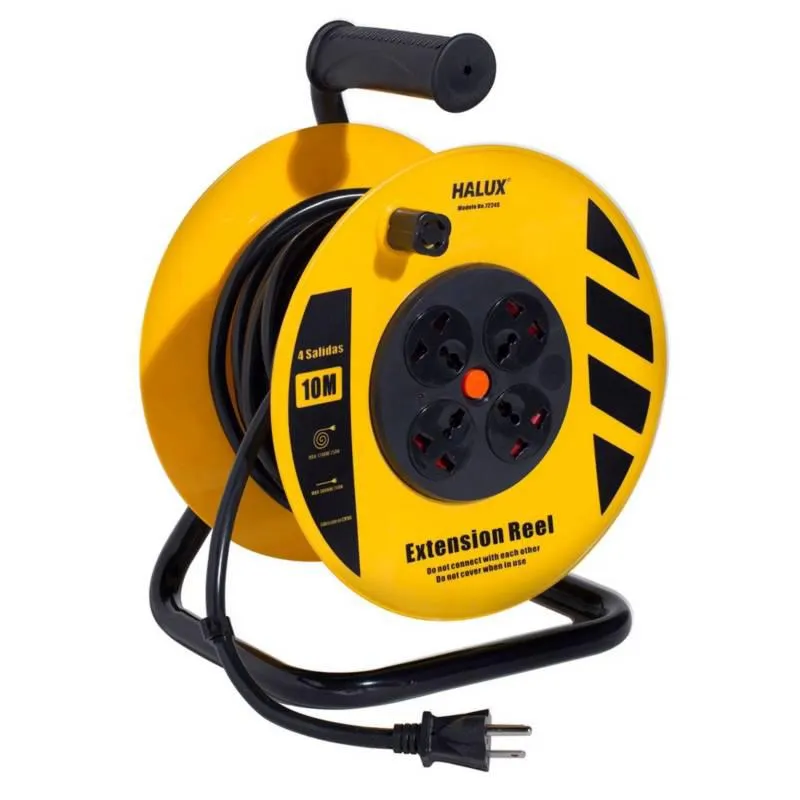 Extensión Carrete 4 Tomas 10 Metros Amarillo