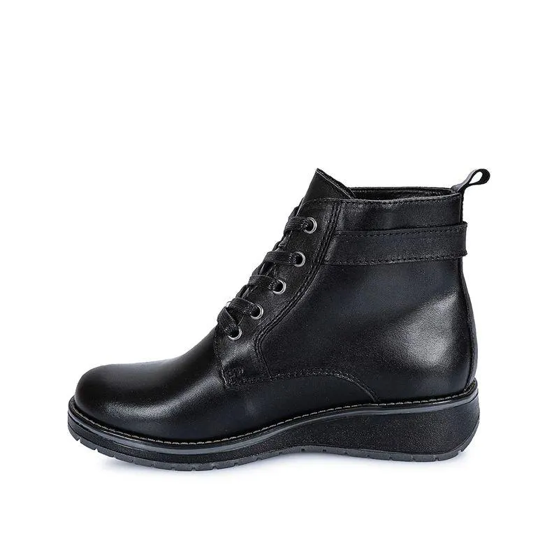 Botin Derby Casual Mujer Cuero Viale Negro