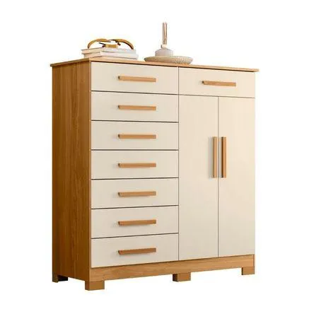 Cómoda Praga 8 cajones 2 puertas Beige