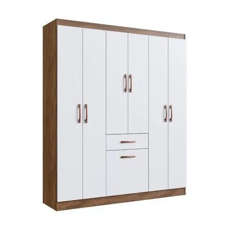 Ropero Florencia 7 Puertas 1 Cajón Blanco/Castaño Doripel