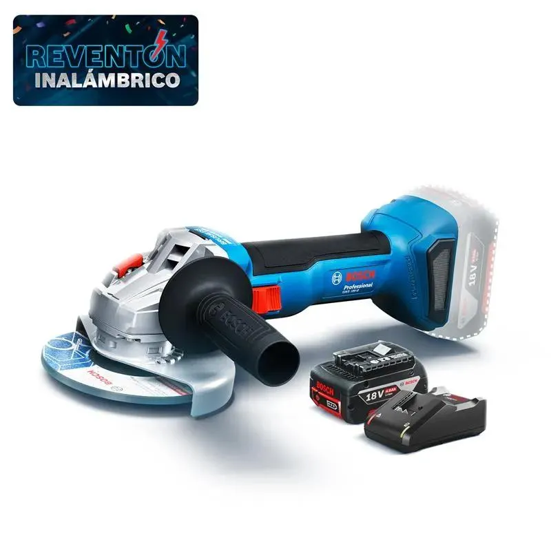 Amoladora Angular 18V Baretool Bosch + Cargador GAL 18V-40 de Bosch 18V + Batería de Iones de Litio Bosch 18V GBA 18V 4.0Ah.
