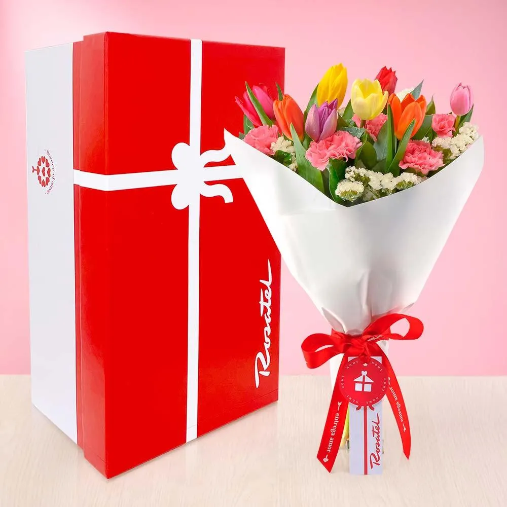 Ramo Tulipanes Multicolor y Flores