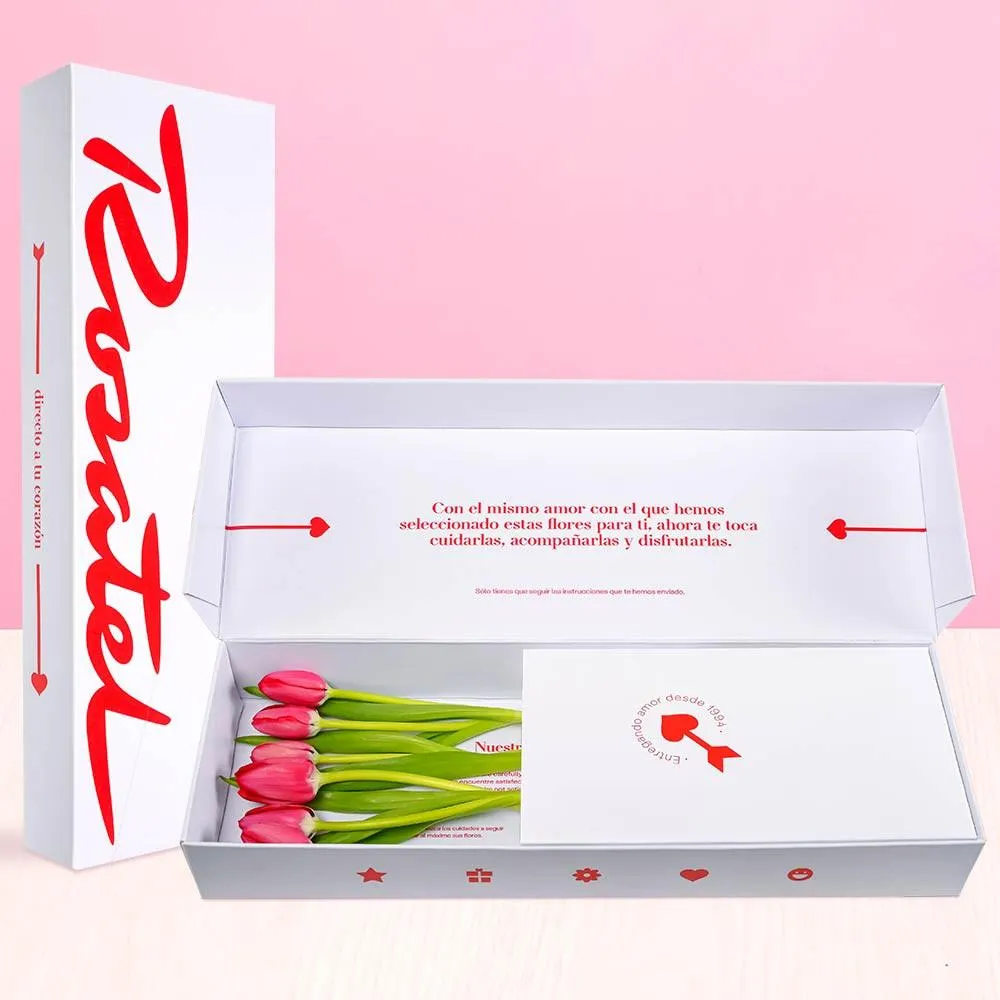 Caja Blanca Rosatel con 6 Tulipanes