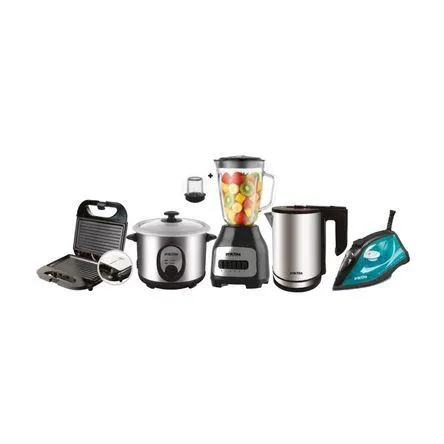 Pentacombo Practika Inoxidable: Grill + Olla Arrocera + Licuadora + Hervidor + Plancha