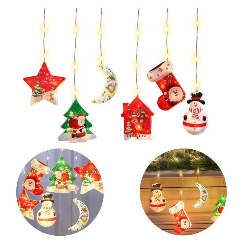 Cortina Luces Navidad LED Guirnalda Figuras Navidad - Calido