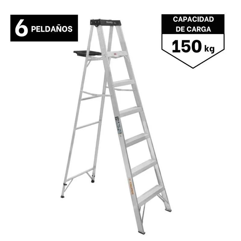 Escalera Tijera 6 Peldaños Capacidad De Carga 150 Kg Truper