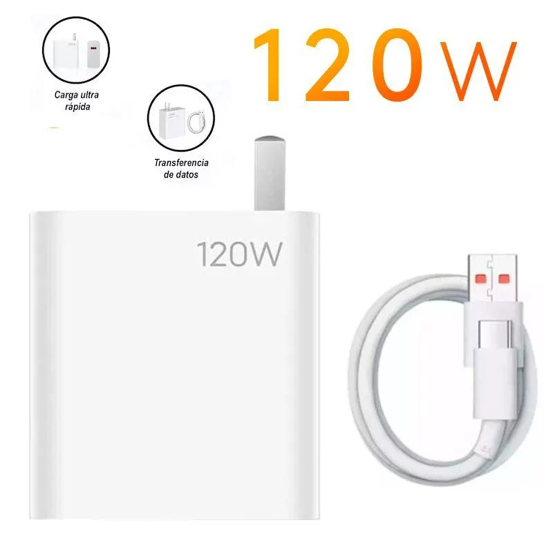 Cargador Para Celular Xiaomi 120W Carga Rápida 120 W Cable Tipo C