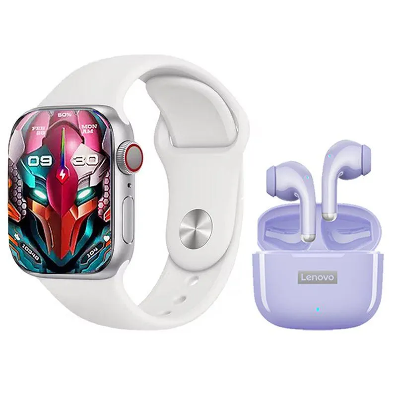 Auriculares Lenovo LP40 Pro-Morado y Toumi Watch S9 Pro-W Reloj