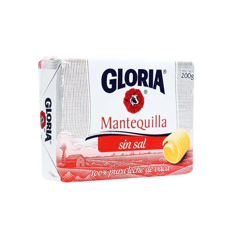 Mantequilla Gloria Sin Sal Barra 200 g