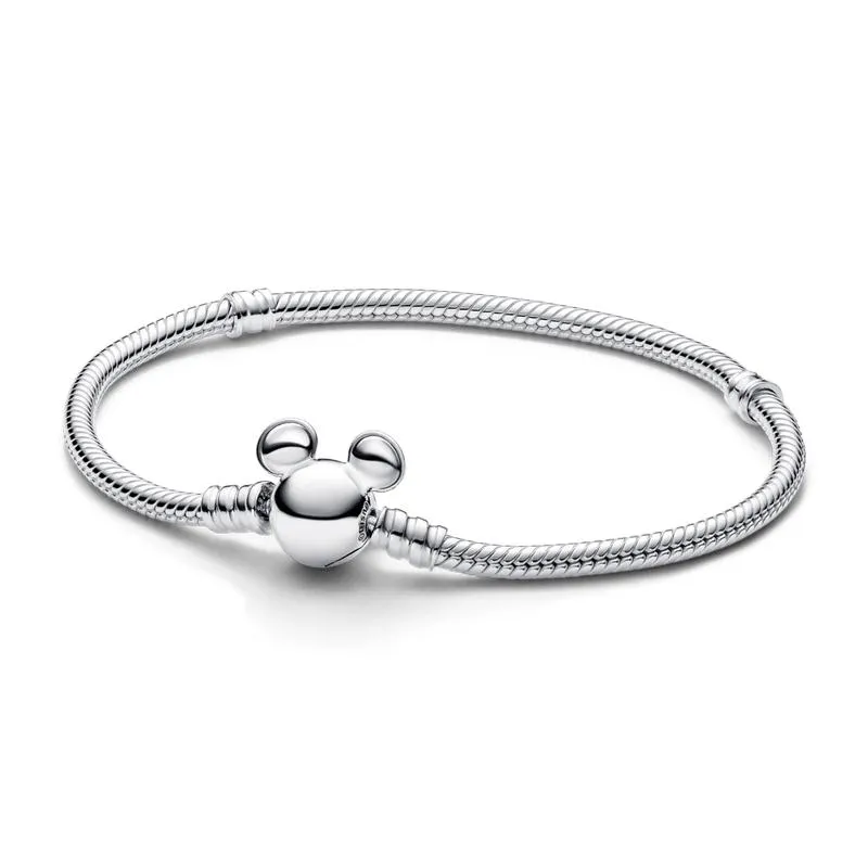 Brazalete Pandora Moments Cadena de Serpiente con Cierre Mickey Mouse de Disney